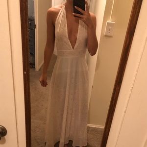 Plunging Halter Maxi Dress